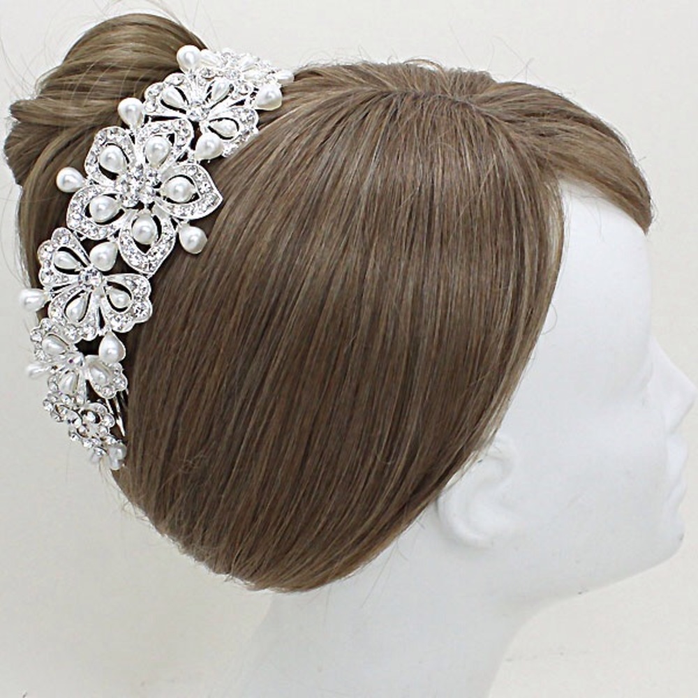 COPY - Bridal head hair pin pearls comb silver je…